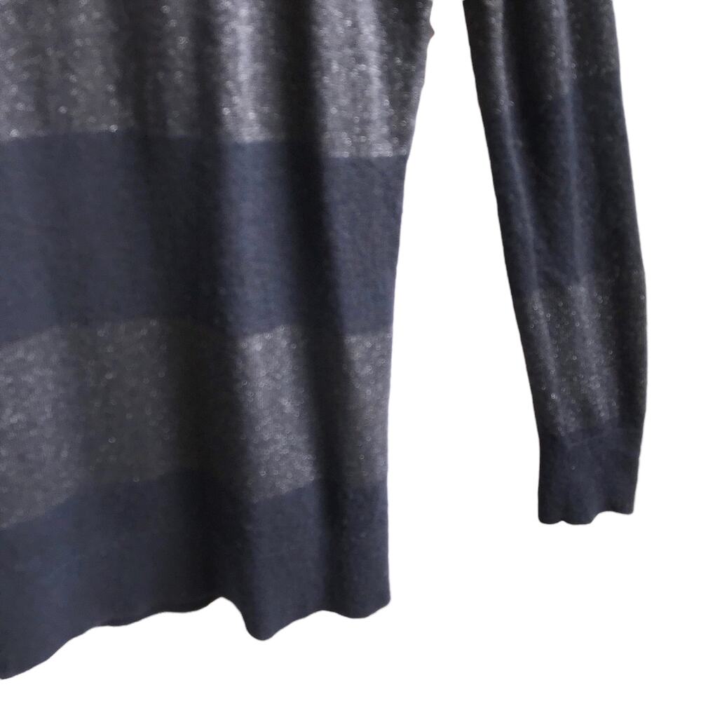 Vince Cashmere Rugby Stripe Sweater Size M Metallic Knit Preppy Academia Office - Picture 12 of 14